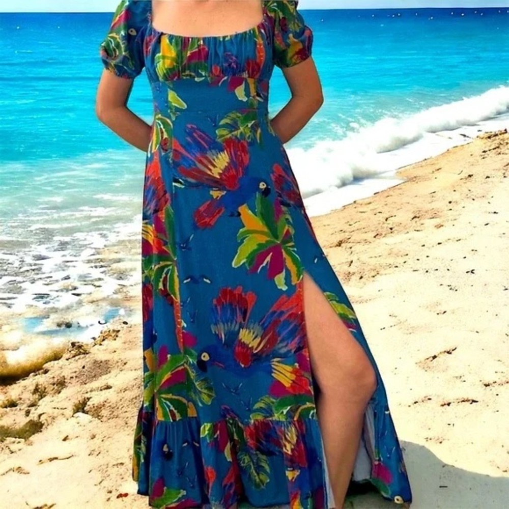 House of Harlow 1960 Tropical Print Maxi Dress Size Large